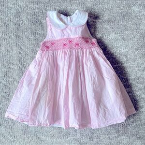 Laura Ashley Smocked Dress 18 Months Seersucker Embroidered Bows Easter Spring